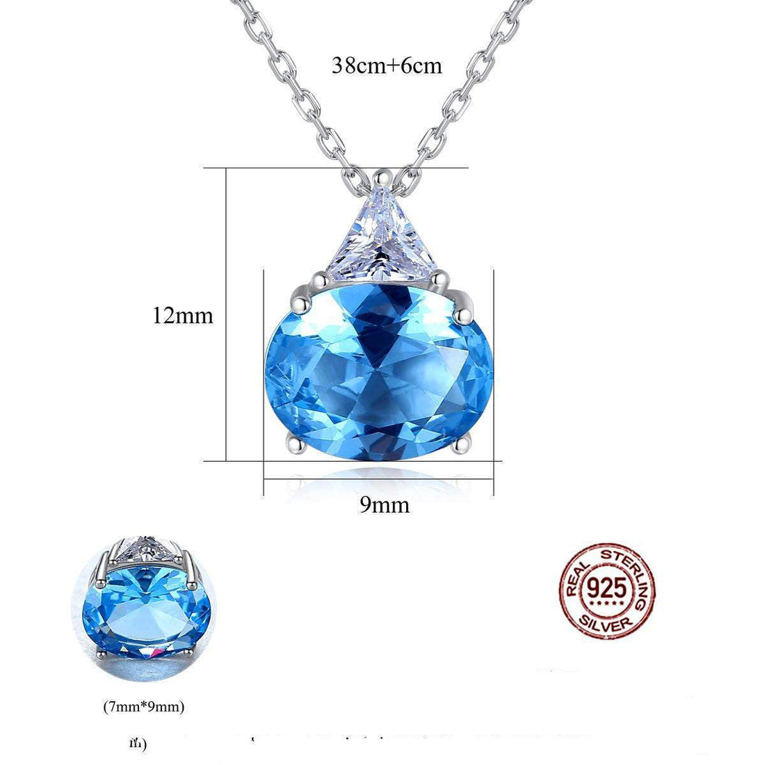 Mode S925 zilveren ketting met ovaal kristal hanger voor dames in Koreaanse stijl