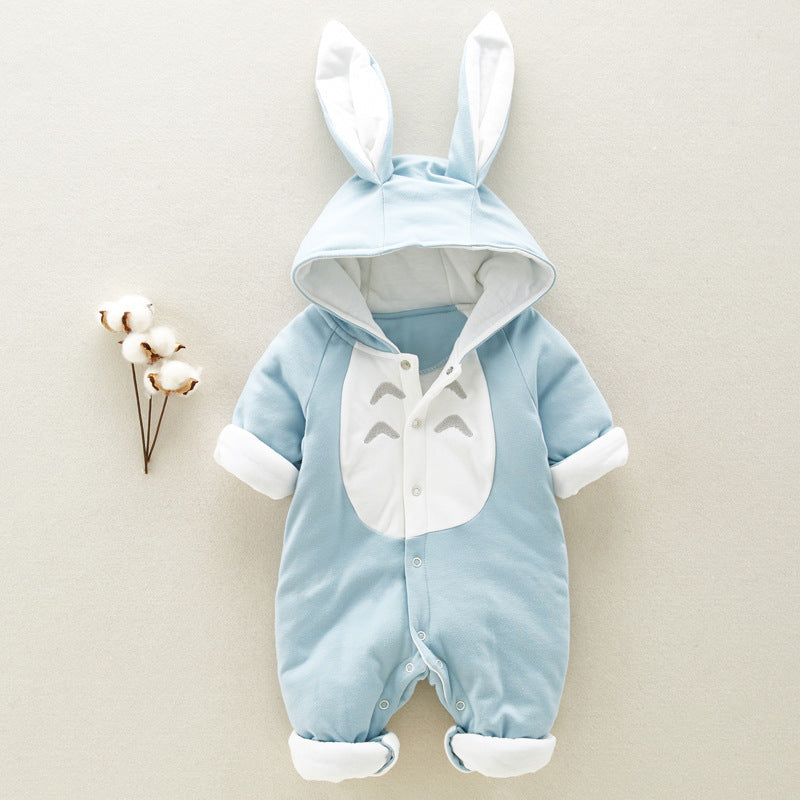 De nieuwe katoenen gevoerde katoenen baby romper verdikte chinchilla capuchon katoenen baby rompertjes pasgeboren gaan klimkleding Ritchy's Shop