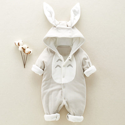 De nieuwe katoenen gevoerde katoenen baby romper verdikte chinchilla capuchon katoenen baby rompertjes pasgeboren gaan klimkleding Ritchy's Shop