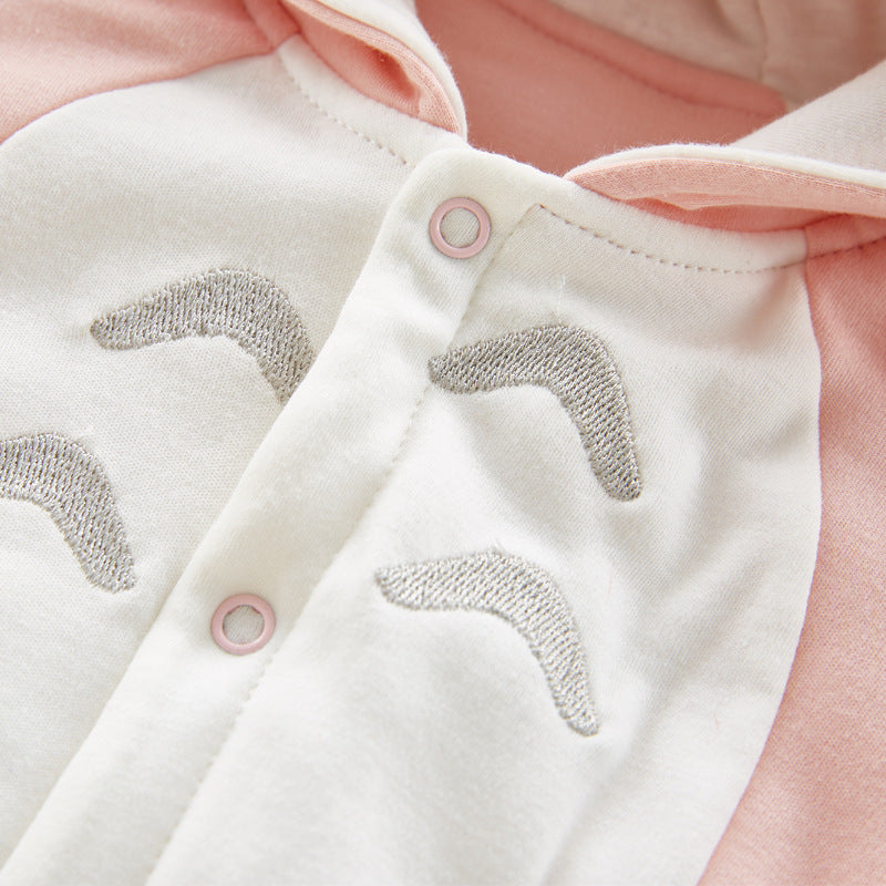 De nieuwe katoenen gevoerde katoenen baby romper verdikte chinchilla capuchon katoenen baby rompertjes pasgeboren gaan klimkleding Ritchy's Shop