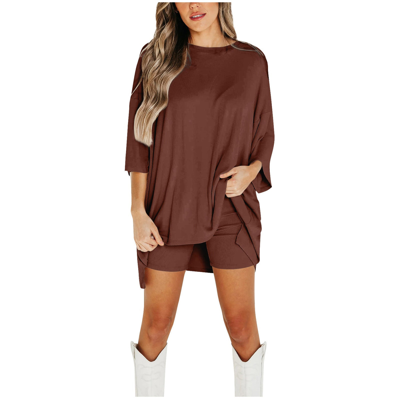 Zomer Shorts Pak Mode Losse Korte Mouwen T-shirt En Slanke Strakke Broek Dameskleding Ritchy's Shop