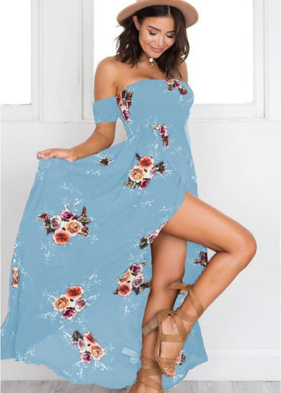 Boho-stijl lange jurk voor dames, off-shoulder strand zomerjurken Nexora Store