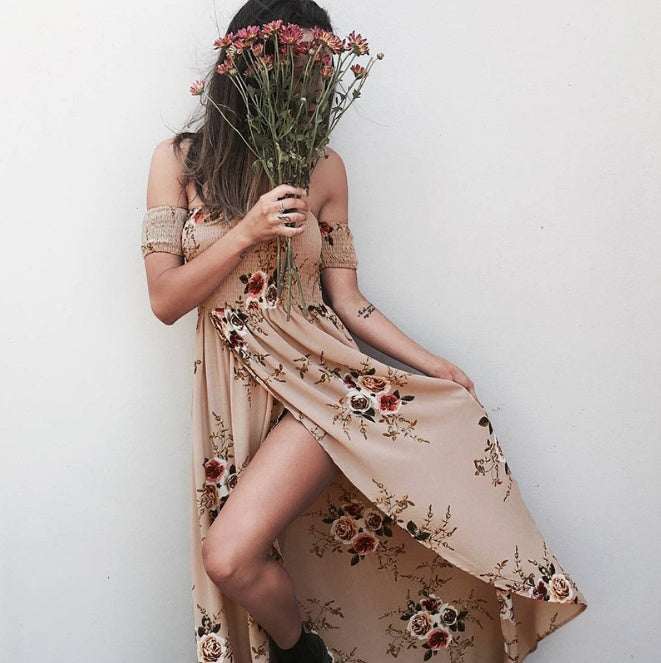 Boho-stijl lange jurk voor dames, off-shoulder strand zomerjurken Nexora Store