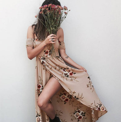 Boho-stijl lange jurk voor dames, off-shoulder strand zomerjurken Nexora Store