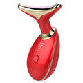 Red EMS Thermische Neklift device with gold trim and LED indicators for neck massage and skin care therapy