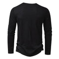Men's Long-sleeved T-shirt Fashion Casual Solid Color Pullover Button Top Autumn And Spring Clothing Nexora Store
