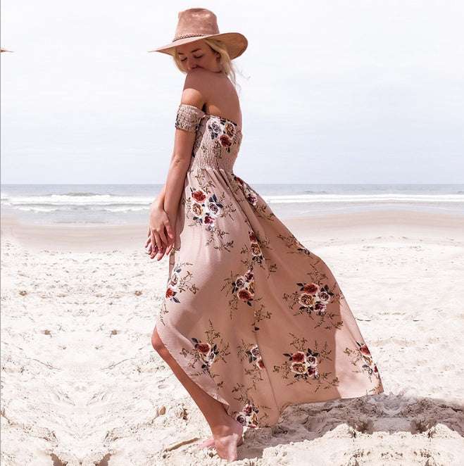 Boho-stijl lange jurk voor dames, off-shoulder strand zomerjurken Nexora Store