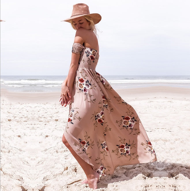 Boho-stijl lange jurk voor dames, off-shoulder strand zomerjurken Nexora Store