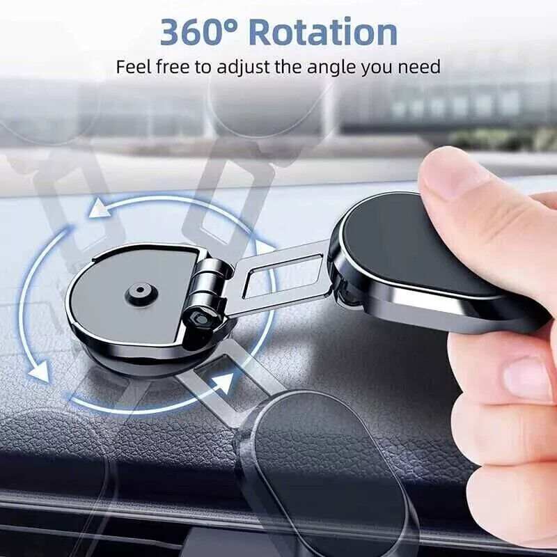 Magnetische telefoonhouder auto draaibaar 720 graden chroom dashboardmontage waterbestendig opvouwbaar