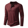 Men's Long-sleeved T-shirt Fashion Casual Solid Color Pullover Button Top Autumn And Spring Clothing Nexora Store