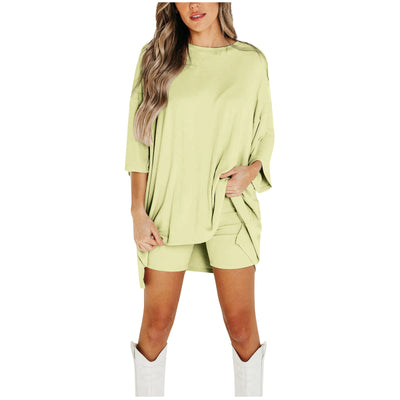 Zomer Shorts Pak Mode Losse Korte Mouwen T-shirt En Slanke Strakke Broek Dameskleding Ritchy's Shop