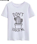 Raak me niet aan cactus graphic casual women's summer T-shirt white