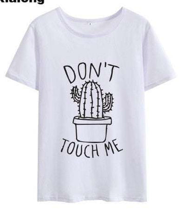 Raak me niet aan cactus graphic casual women's summer T-shirt white