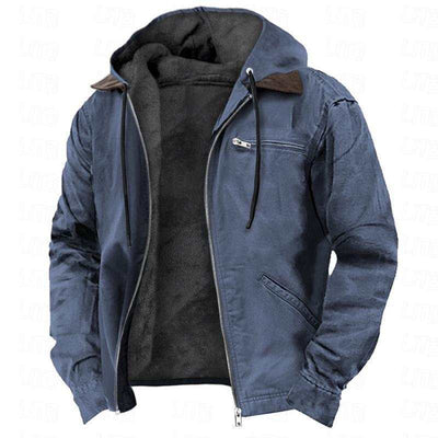Winter Hooded Coat With Pockets Fashion Warm Fleece Zip-up Jacket Casual Outwear Men's Clothing Nexora Store