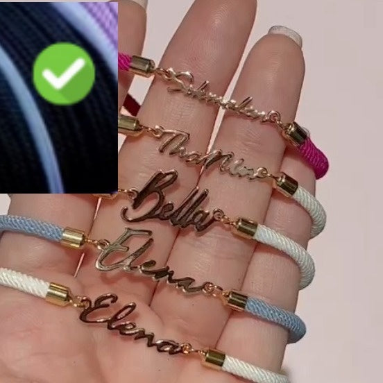 Gepersonaliseerde kleurrijke touwketting met aangepaste naamarmband, gepersonaliseerde verstelbare naamsieraden voor meisjes Nexora Store