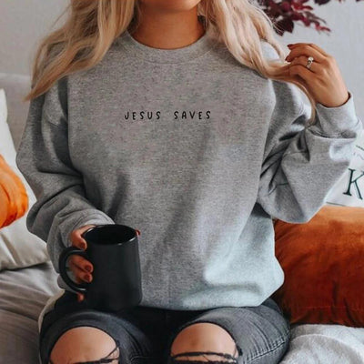 Jesus Save Christian Sweatshirt Faith Top Nexora Store