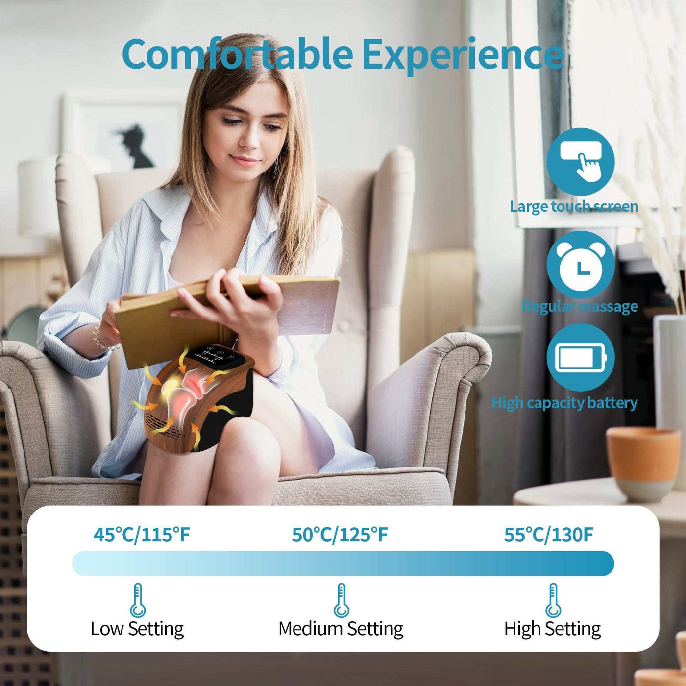 Intelligent Home Use Electric Intelligent Kneading Heating Knee Massager Rechargeable Pain Relief Infrared Laser Vibration Knee Massager Nexora Store