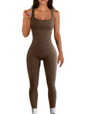 bruine dames tanktop met jarretels in taillemodel van spandex, strakke pasvorm