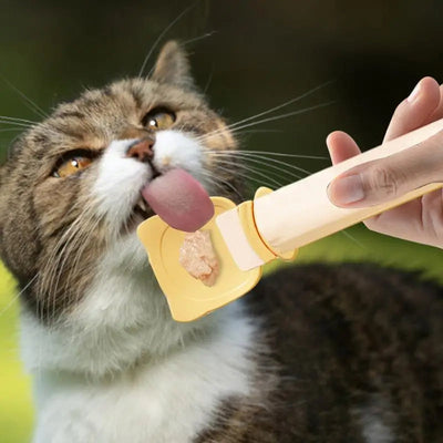 Kattenstripvoeder, kattenstrip Happy Spoon, kattenlepel voor nat voer, draagbare kattenvoerlepel, herbruikbare kattenstriplepel, likbare voerlepel voor huisdieren, accessoires voor kattenvoer, kattenstripknijplepel Nexora Store