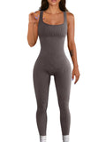 Dames tanktop met jarretels in grijs spandex, strakke taille en mouwloos ontwerp