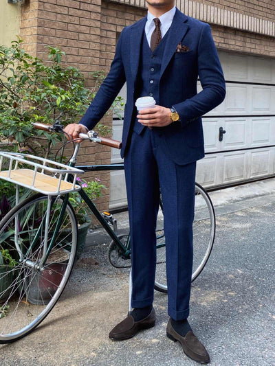 Herfst Winter Retro Visgraat Wol Slim Fit Herenpakken Ritchy's Shop