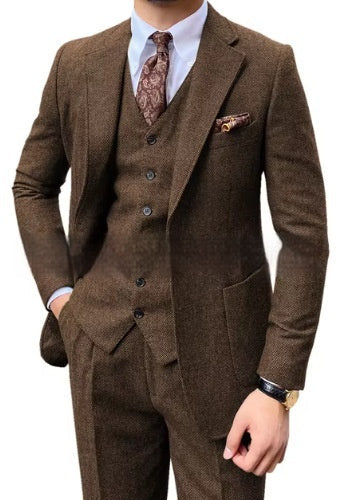 Heren visgraat enkelrijs casual slim pak Nexora Store