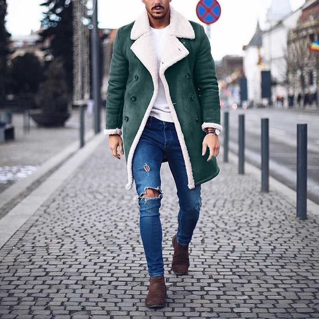 Mode heren winter warme jas effen kleur lange mouwen trenchcoats Nexora Store