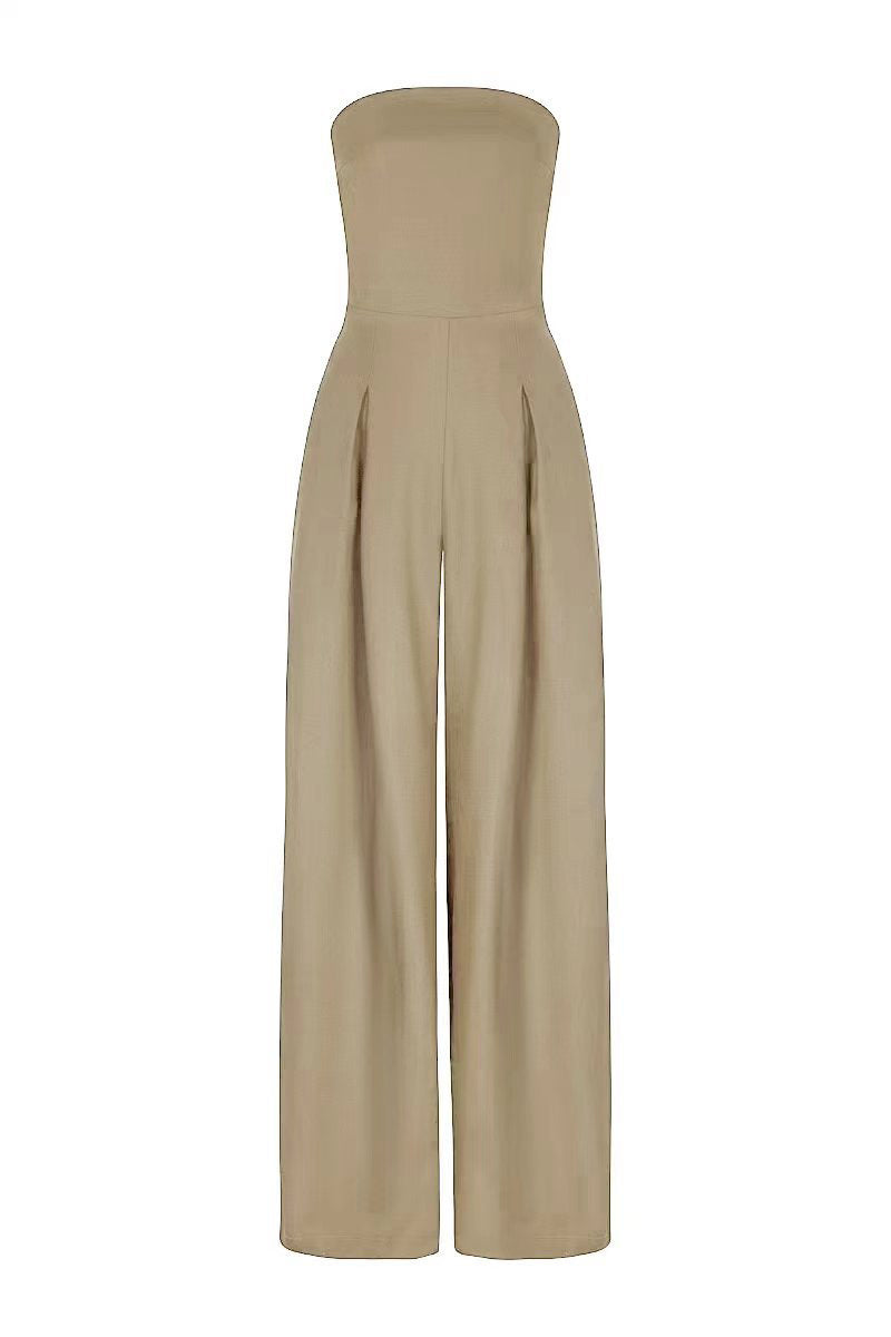 Losse Tube-top Jumpsuit Ins Fashion Rugloze Wijde Pijpen Lange Broek Overalls Dameskleding Mijn winkel