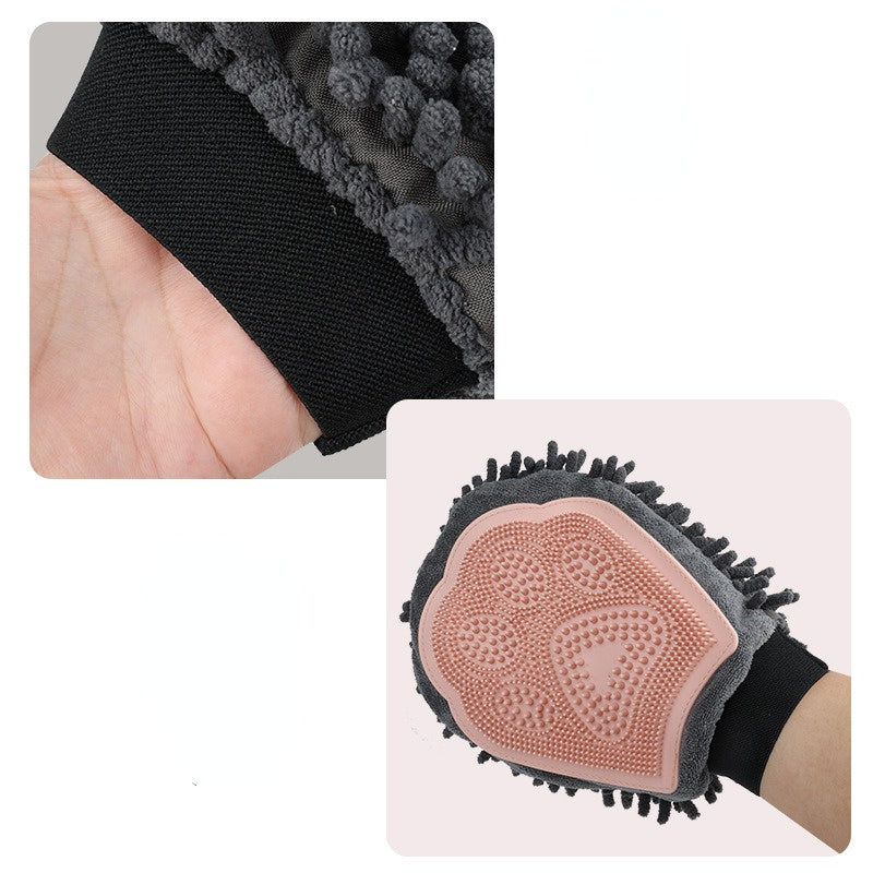 2-in-1 verzorgingshandschoen voor huisdieren, elegante hondenverzorgingstool voor borstelen, masseren en drogen, verzorgingsset voor honden en katten, 2-zijdige badborstel, reinigings- en massagehandschoen Ritchy's Shop
