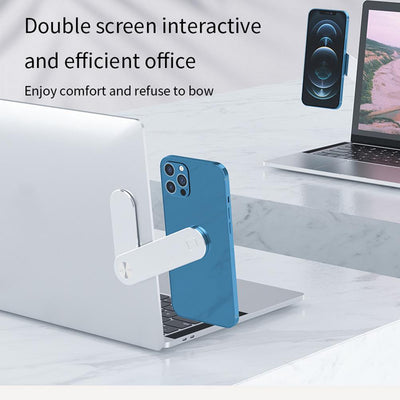 Laptoptelefoonhouder, verstelbare laptopbevestigingsclip aan de zijkant, magnetische laptopmonitorhouder, computerlaptop- en mobiele telefoonstandaard, opvouwbare aluminium uitbreidingsbeugel, tabletclip voor dubbel scherm Nexora Store