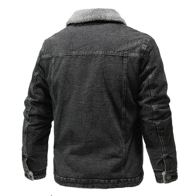 Retro revers losse katoenen jas fleece gevoerde verdikking denim jas Ritchy's Shop