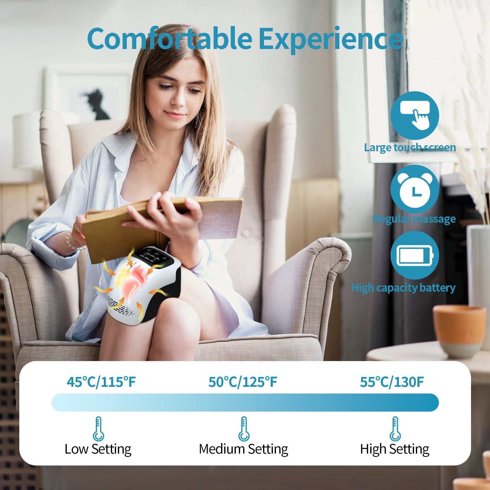 Intelligent Home Use Electric Intelligent Kneading Heating Knee Massager Rechargeable Pain Relief Infrared Laser Vibration Knee Massager Nexora Store