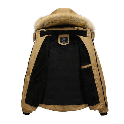 Heren bontjas met capuchon, winterjas van dik fleece, katoenen kleding Ritchy's Shop