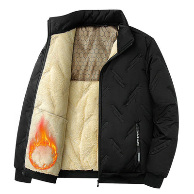 Nieuwe katoenen jas met grafeenontwerp, warme winterjas met dikke fleece, modieuze casual herenkleding Ritchy's Shop
