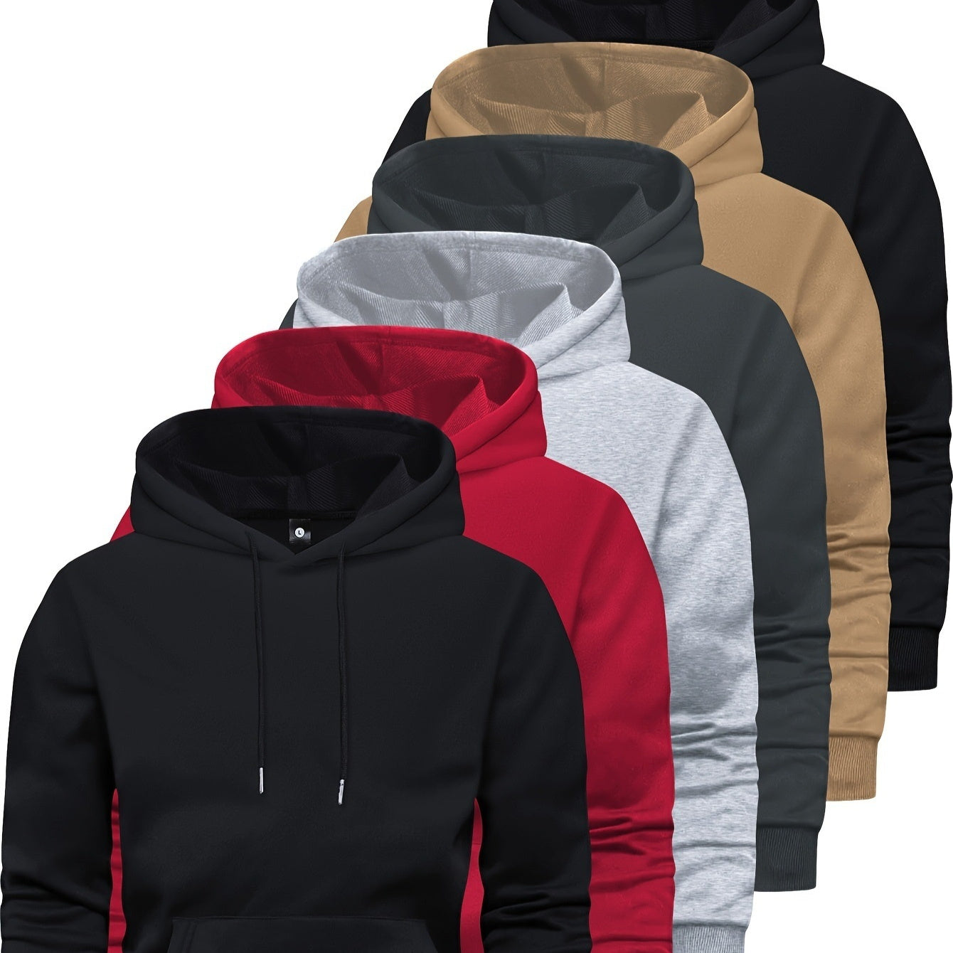 6-delige effen herensweater met lange mouwen en capuchon Nexora Store