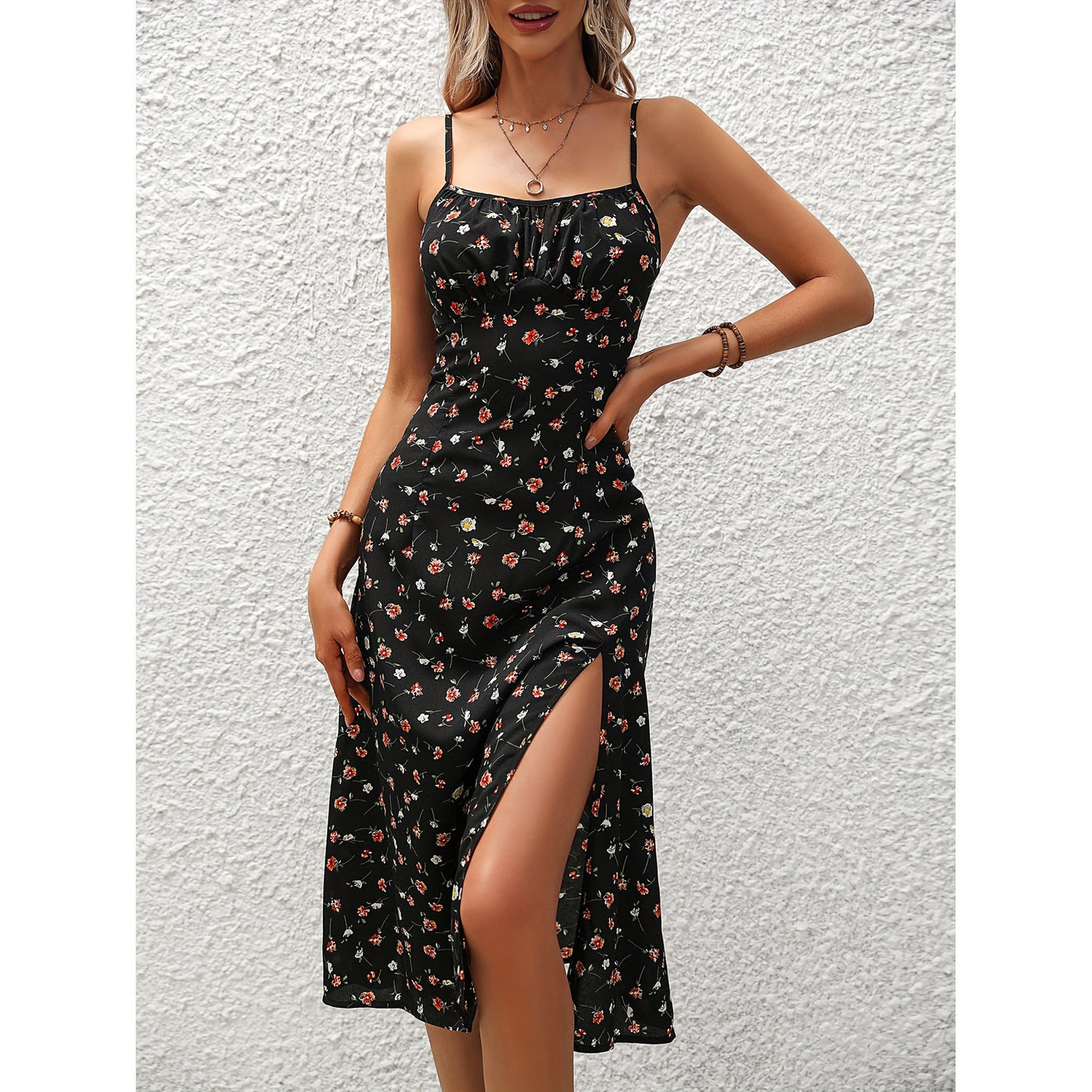 Nieuwe jurk met stippenprint en jarretels, zomerse sexy splitjurken voor dameskleding Nexora Store