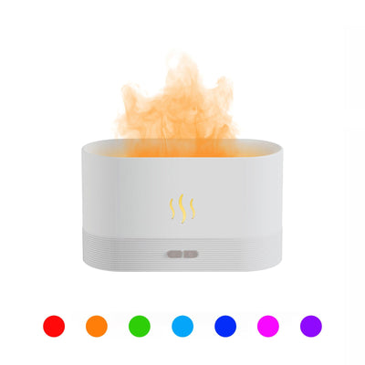 Best verkochte USB-ultrasonore vlambevochtiger (2022) met LED RGB-kleurrijke etherische olie, vuurvlam en aromaverspreider Nexora Store
