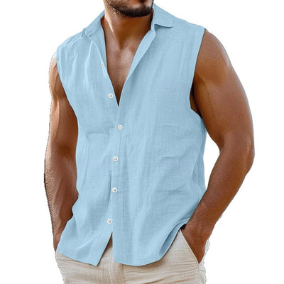 Katoenen linnen revers dun eenvoudig overhemd vest Ritchy's Shop