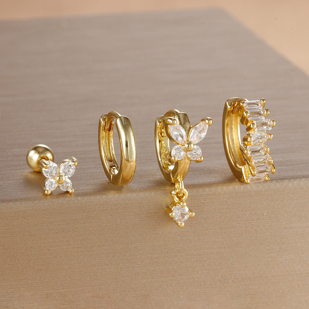 Diamond Butterfly Ear Ring Ear Clip Ear Studs Earring Set Nexora Store