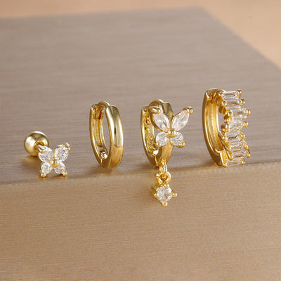 Diamond Butterfly Ear Ring Ear Clip Ear Studs Earring Set Nexora Store