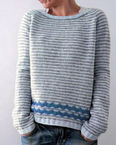 Damesmode ronde hals multicolor losse vrijetijds trui gebreide trui Ritchy's Shop