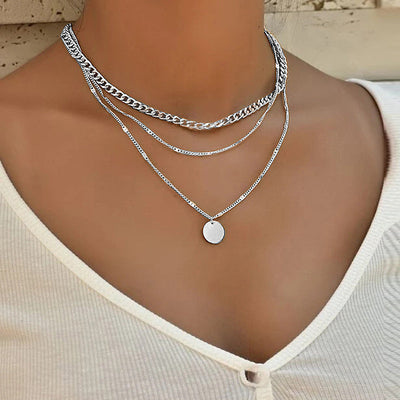 Vrouwen meerlaagse ketting in modieuze schijf hanger sleutelbeen ketting kettingen persoonlijkheid sieraden Nexora Store