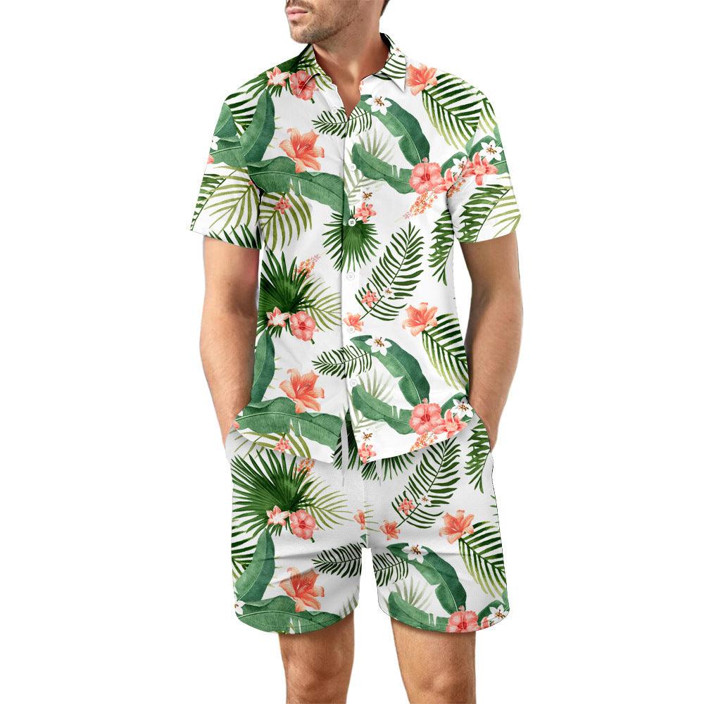 Europese maat heren casual los overhemd Hawaii Seaside 3D digitaal printen strand korte mouwen shorts Ritchy's Shop