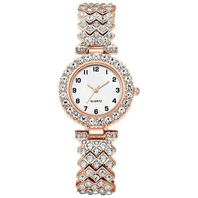 Mode sieraden 2 stuks luxe mode dameshorlogeset zilveren band dames quartz polshorloge legering armband voor dames sieradenset klok cadeau Nexora Store