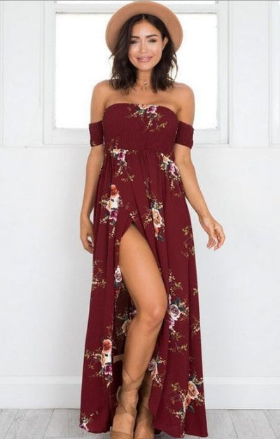 Boho-stijl lange jurk voor dames, off-shoulder strand zomerjurken Nexora Store