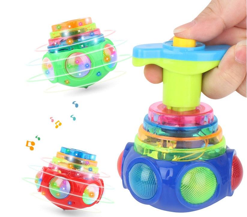 Elektrisch speelgoed tol met kleurrijke lichten en muziek voor jongens, kinderspeelgoed jongens nachtmarkt kraampjes gloeiend spelen