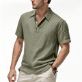 Heren Brits casual poloshirt met gesp en losse linnen revers Nexora Store