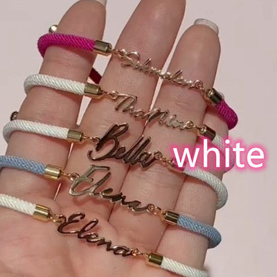 Gepersonaliseerde kleurrijke touwketting met aangepaste naamarmband, gepersonaliseerde verstelbare naamsieraden voor meisjes Nexora Store