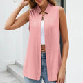 Elegante effen mouwloze vestcardigan voor dames - opstaande kraag zomeroutfit Ritchy's Shop