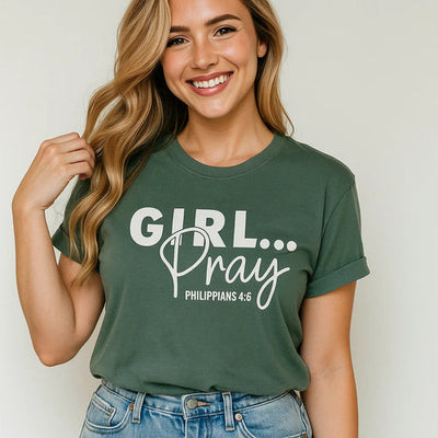 Girl Pray - Meisje bidt Filippenzen 4:6 T-shirt, christelijke kleding Nexora Store